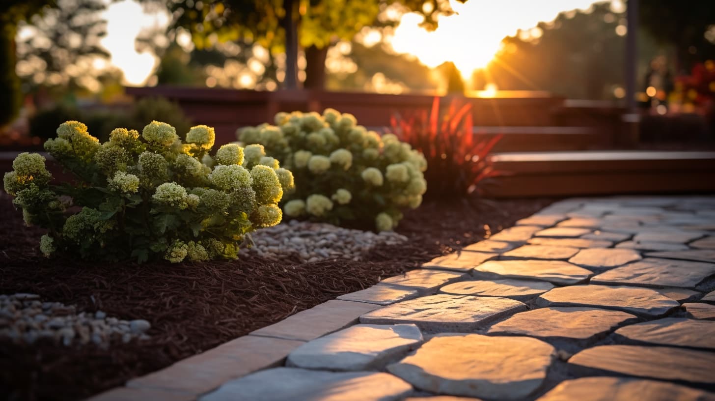 Steps and walkway in residential garden